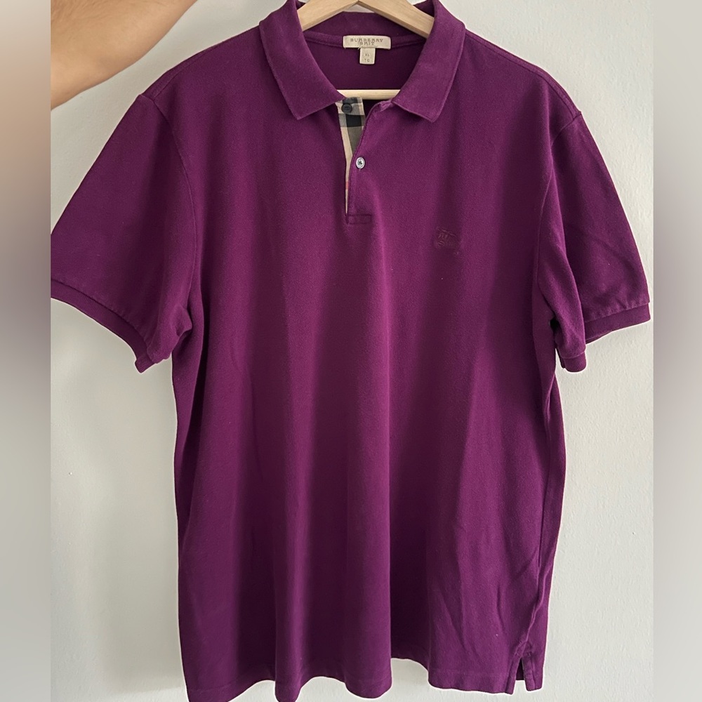 Burberry Collared Polo Shirt. Purple. XL Men Size.